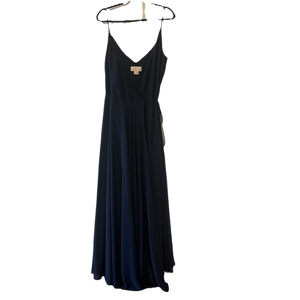 Jenny Yoo Collection Blue Wrap Gown Bridesmaid Maxi Dress Sz 16 *READ*โ